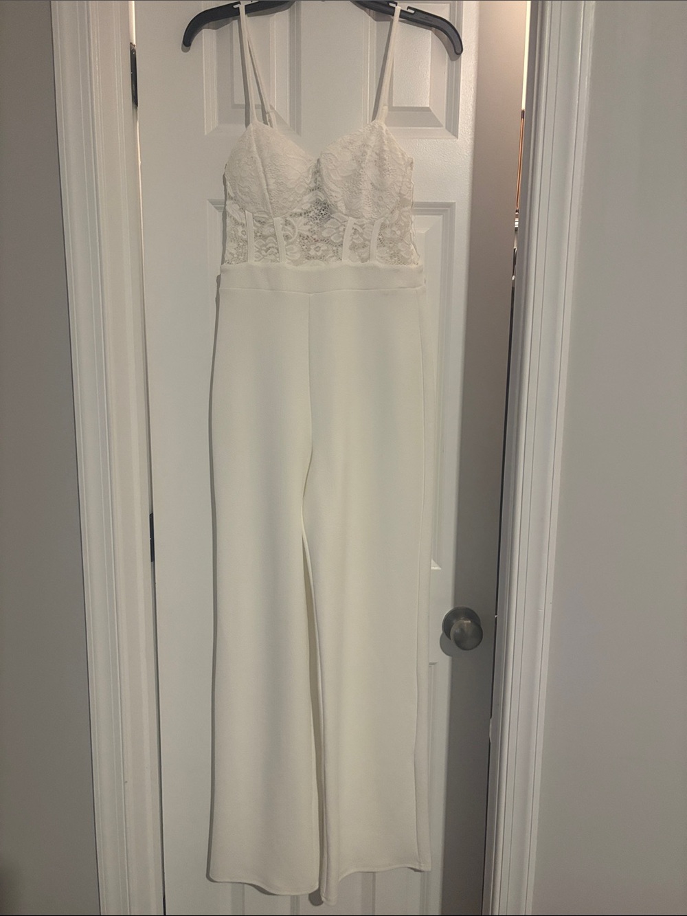Rue21 White Lace Bodice Wide-Leg Jumpsuit